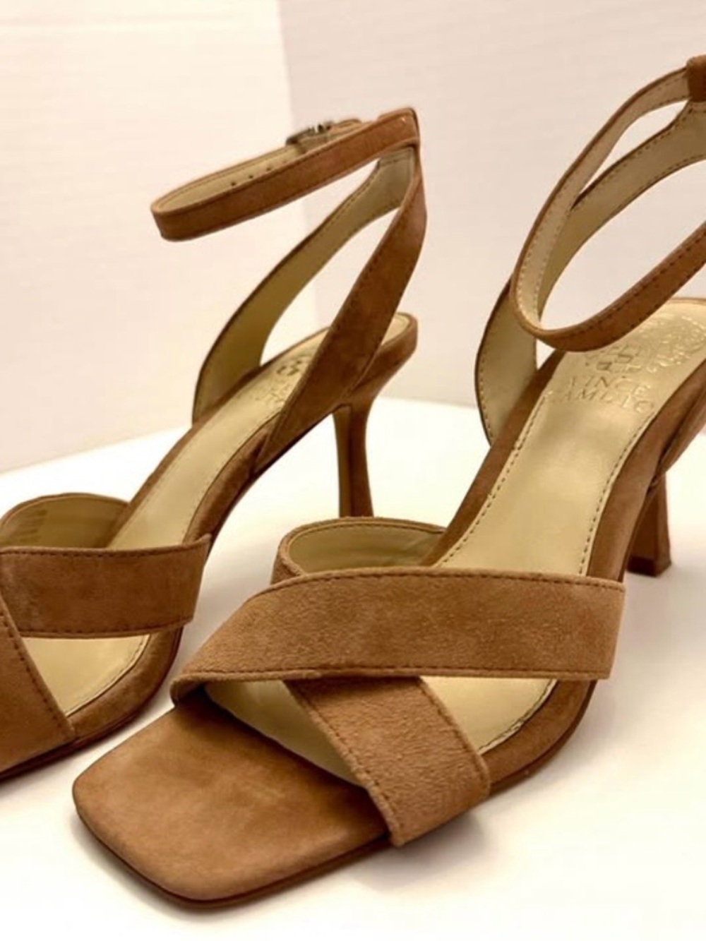 Vince Camuto Women's Suede Tan Strappy  Heels